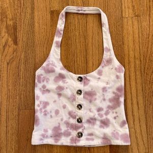 Aeropostale Women's Crop Top Open Back Pink Tie Die XS
